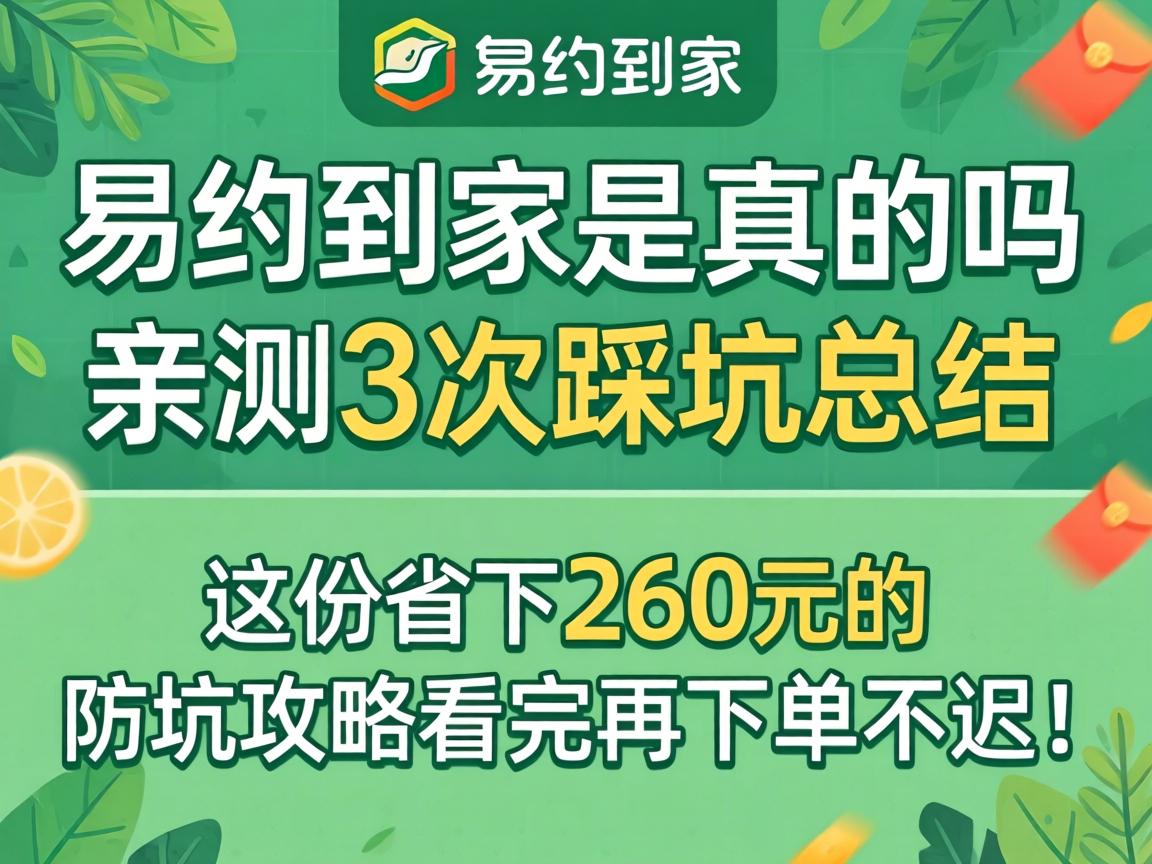 易约到家是真的吗,亲测3次踩坑总结,这份省下260元的防坑攻略看完再下单不迟!