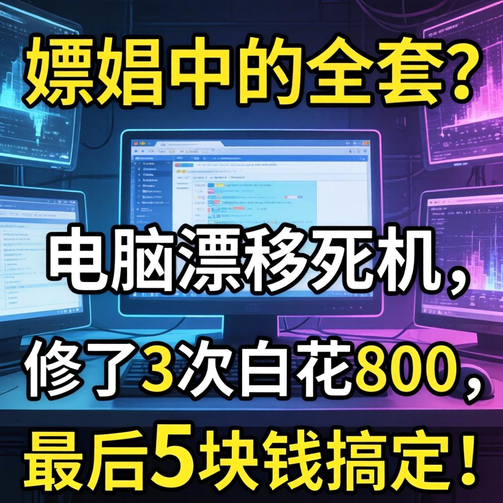 嫖娼中的全套?电脑漂移死机,修了3次白花800,最后5块钱搞定!