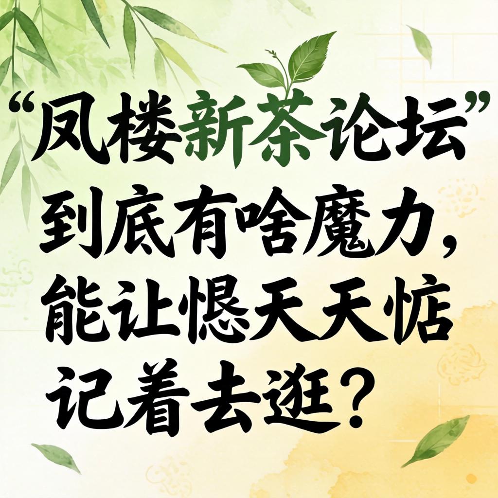 “凤楼新茶论坛”到底有啥魔力,能让恁天天惦记着去逛?