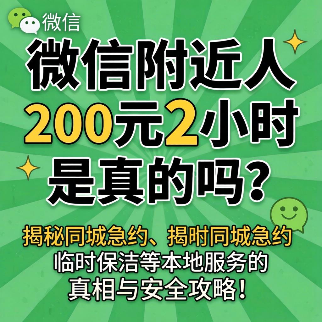 微信附近人200元2小时是真的吗?揭秘同城急约、临时保洁等本地服务的真相与安全攻略!