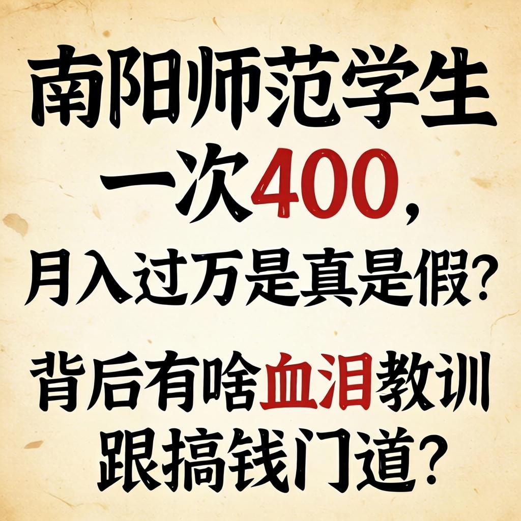 南阳师范学生一次400,月入过万是真是假?背后有啥血泪教训跟搞钱门道?